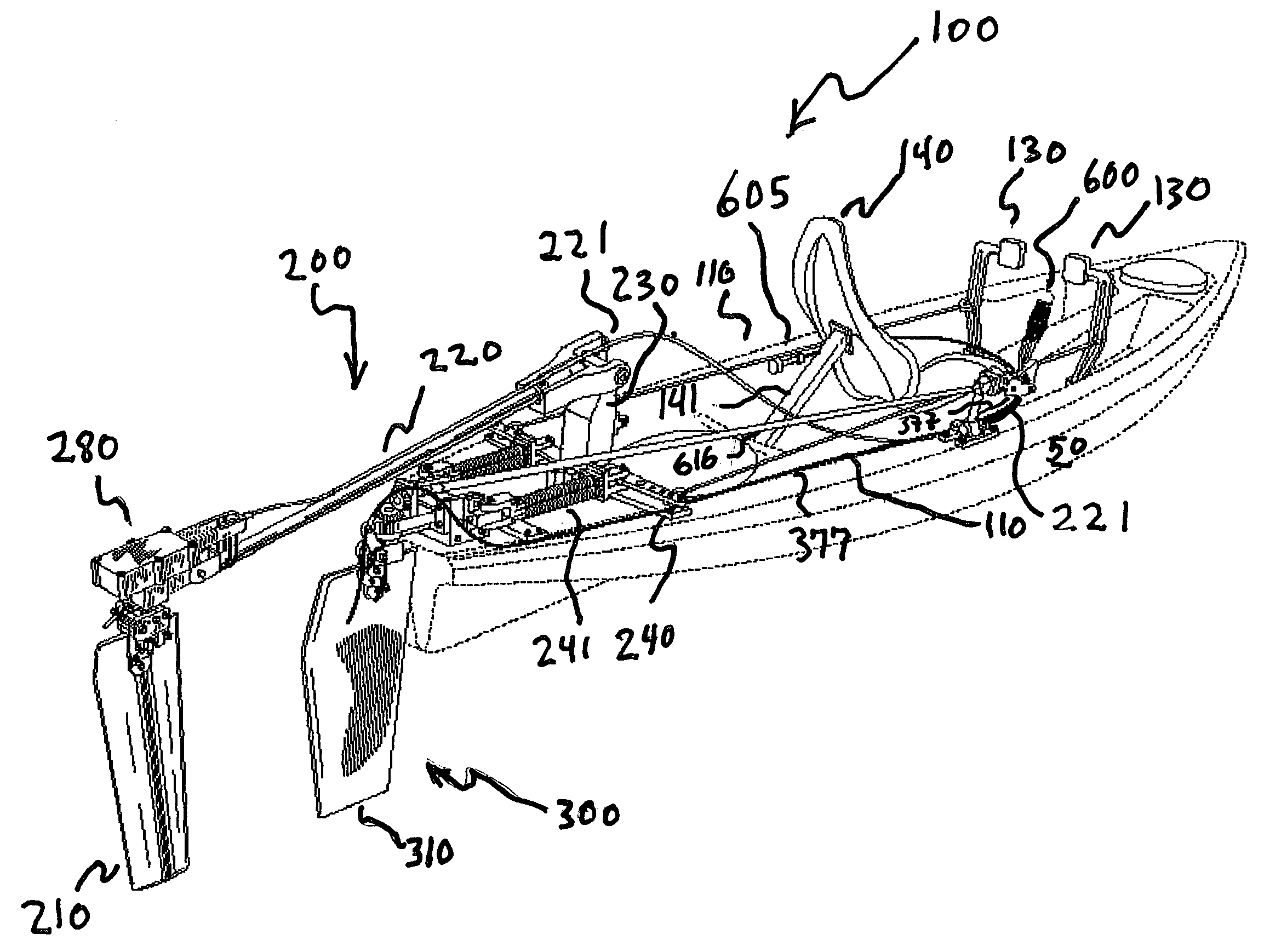 Vessel propelled by oscillating fin with control mechanisms