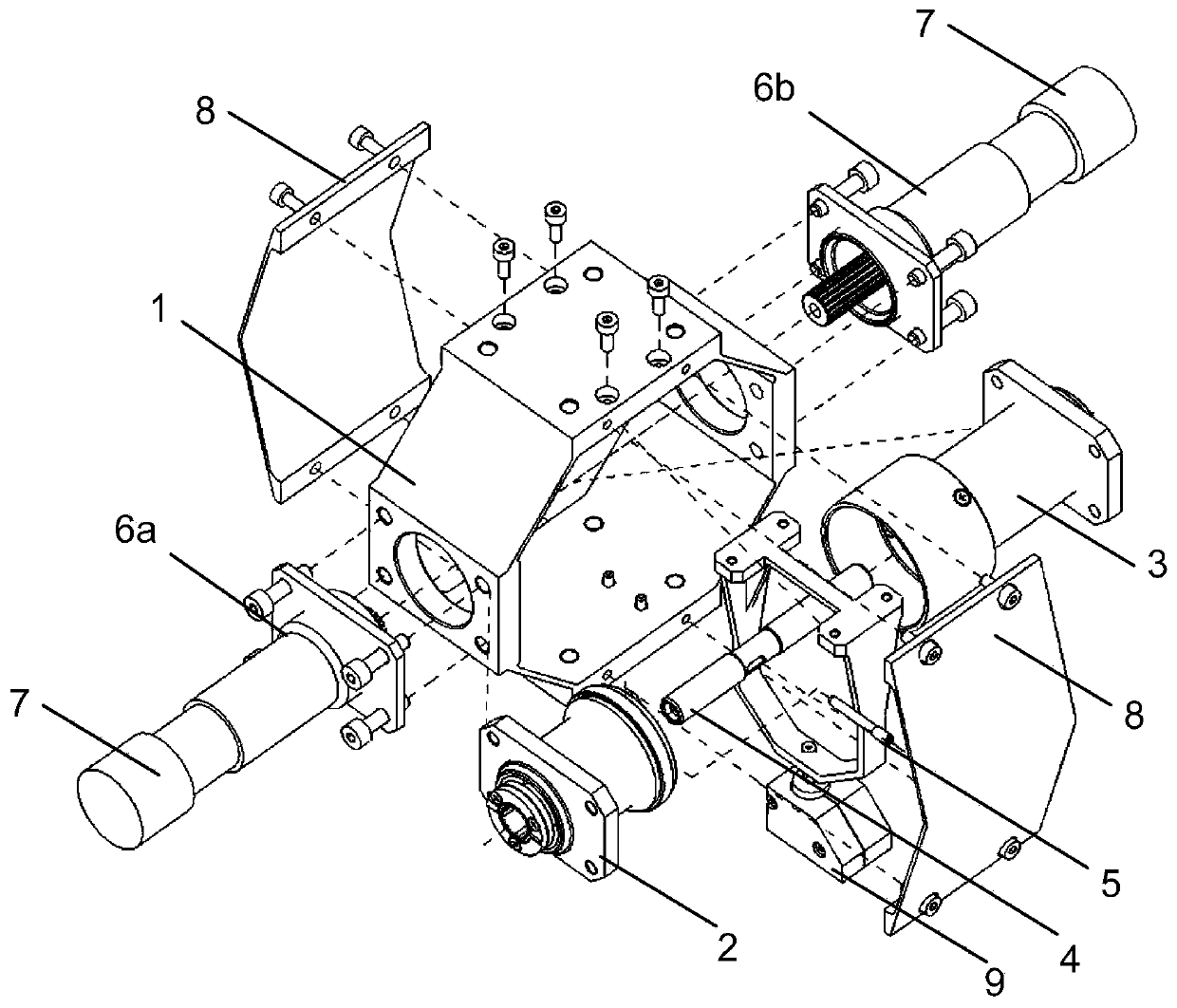 Space closed type flexible precise adjusting device and assembling method thereof