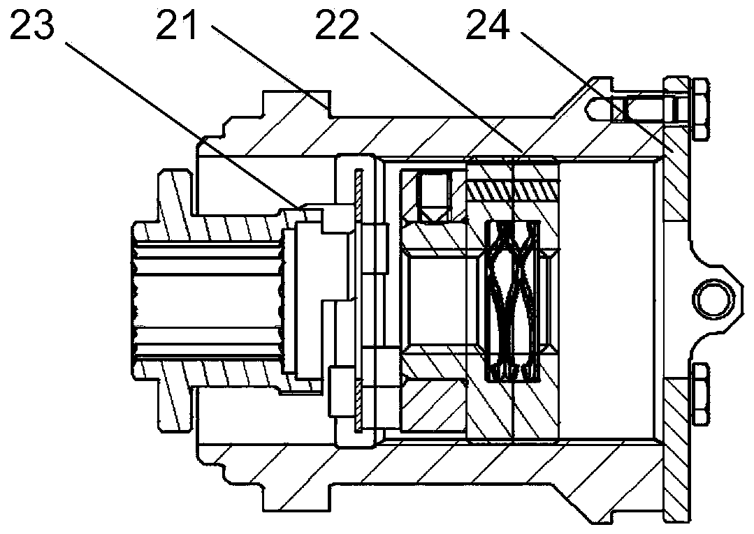 Space closed type flexible precise adjusting device and assembling method thereof