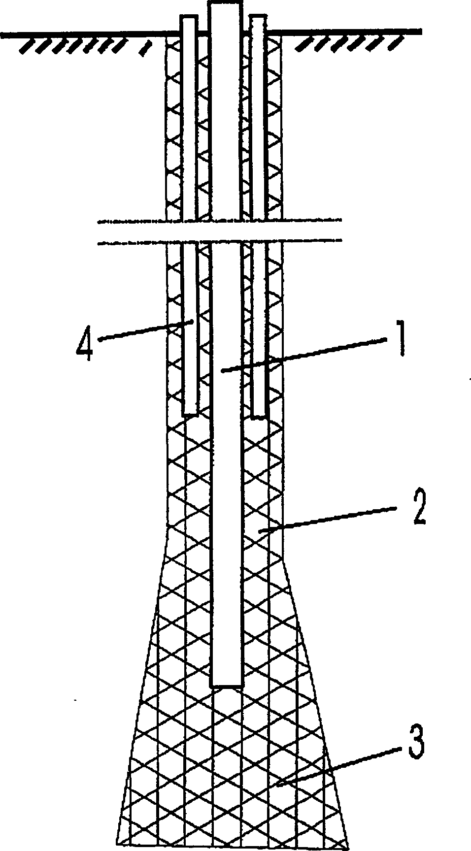 High-pressure rotary spraying and core inserting process to form pedestal pile