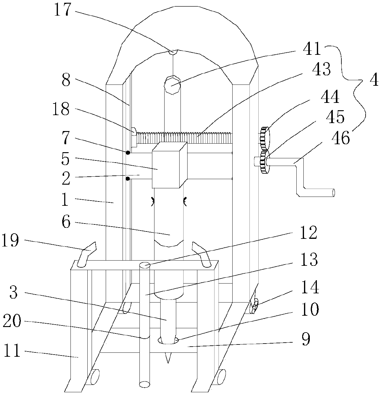 Convenient greenhouse ground pipe inserting mechanism