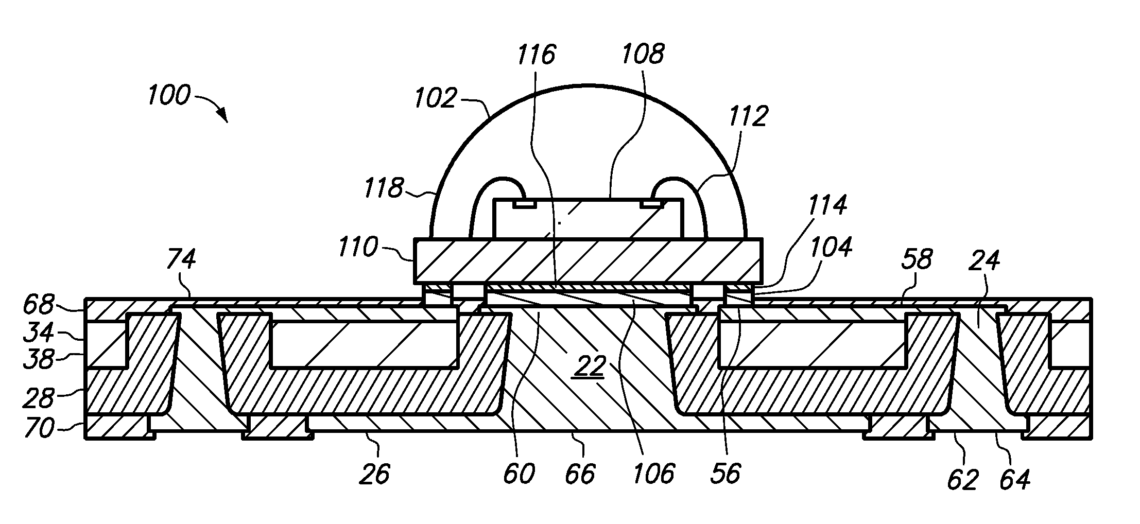 Semiconductor chip assembly with post/base heat spreader and signal post