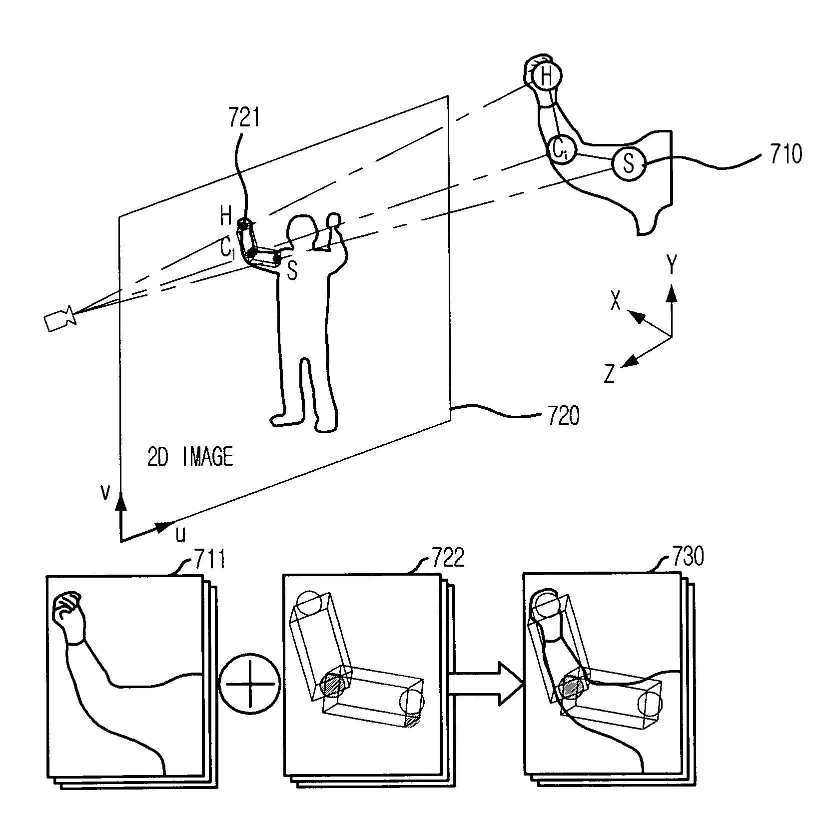 Method for estimating three-dimensional position of human joint using sphere projecting technique