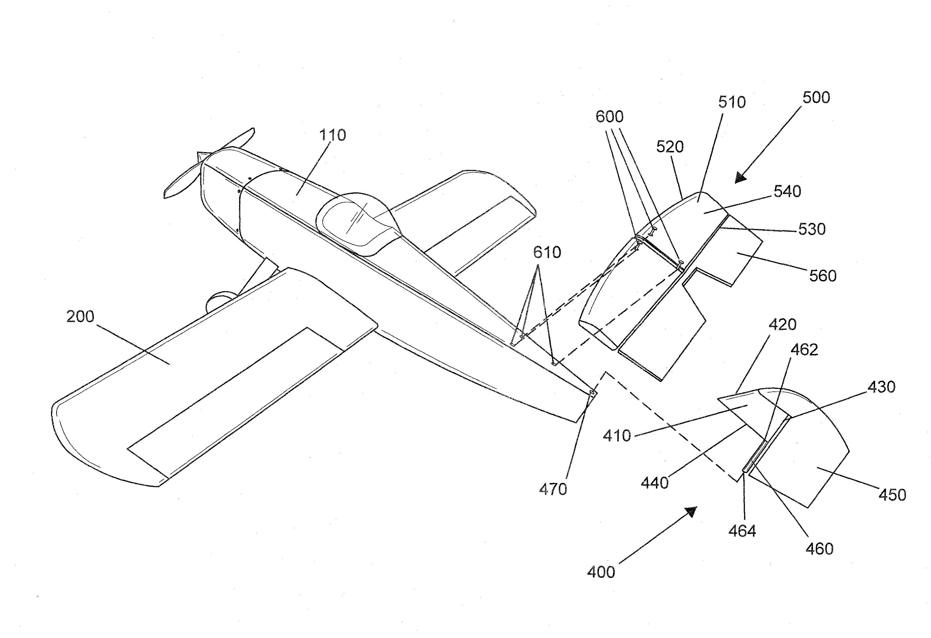 Unitary model airplane component kit