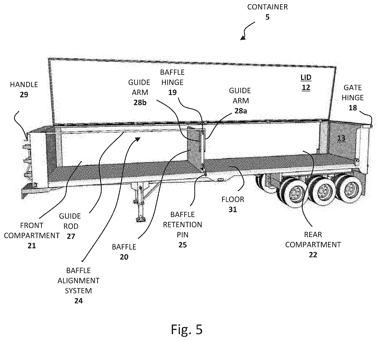 Hinged Baffle Transport Trailer Container