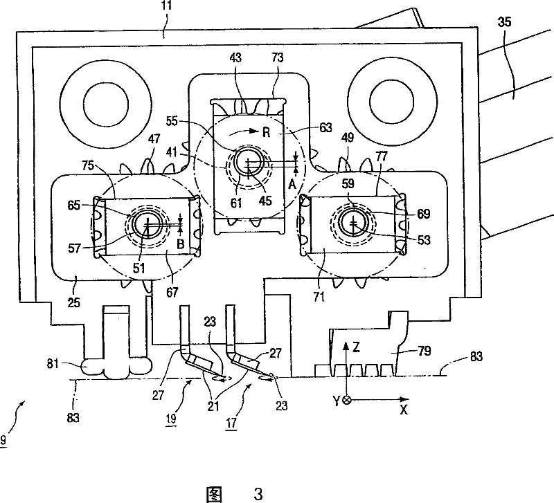 A device for shaving hair having a cutting member with a periodical motion