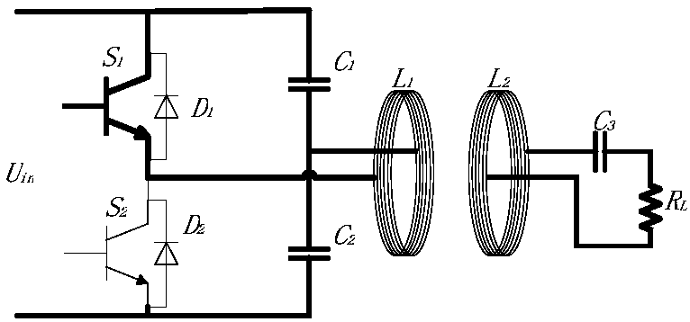 Half-bridge resonant wireless energy transmission system