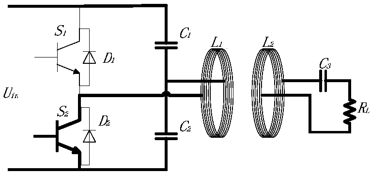 Half-bridge resonant wireless energy transmission system