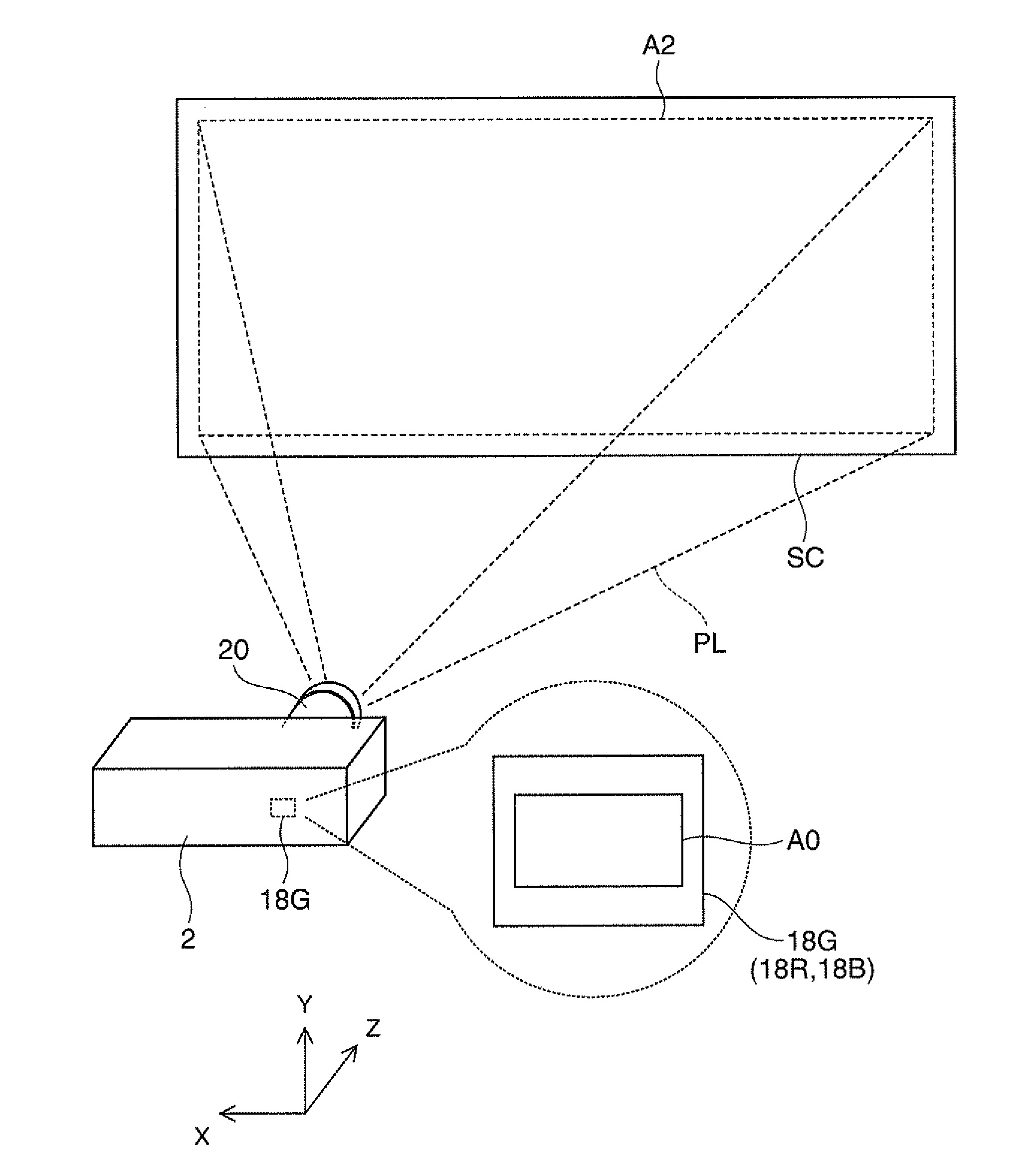 Optical projection system and projector including the same