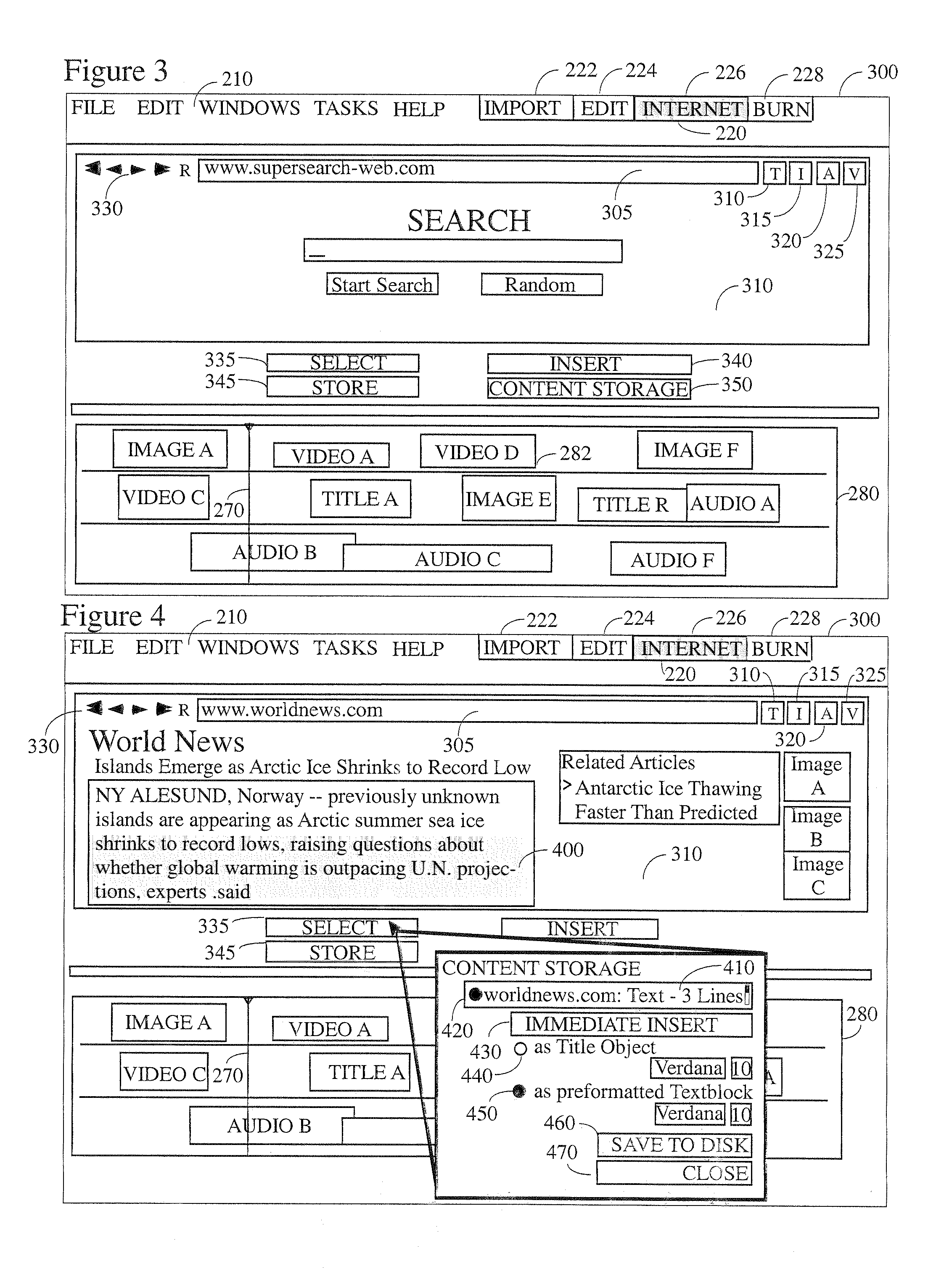 System and method for dynamic content insertion from the internet into a multimedia work