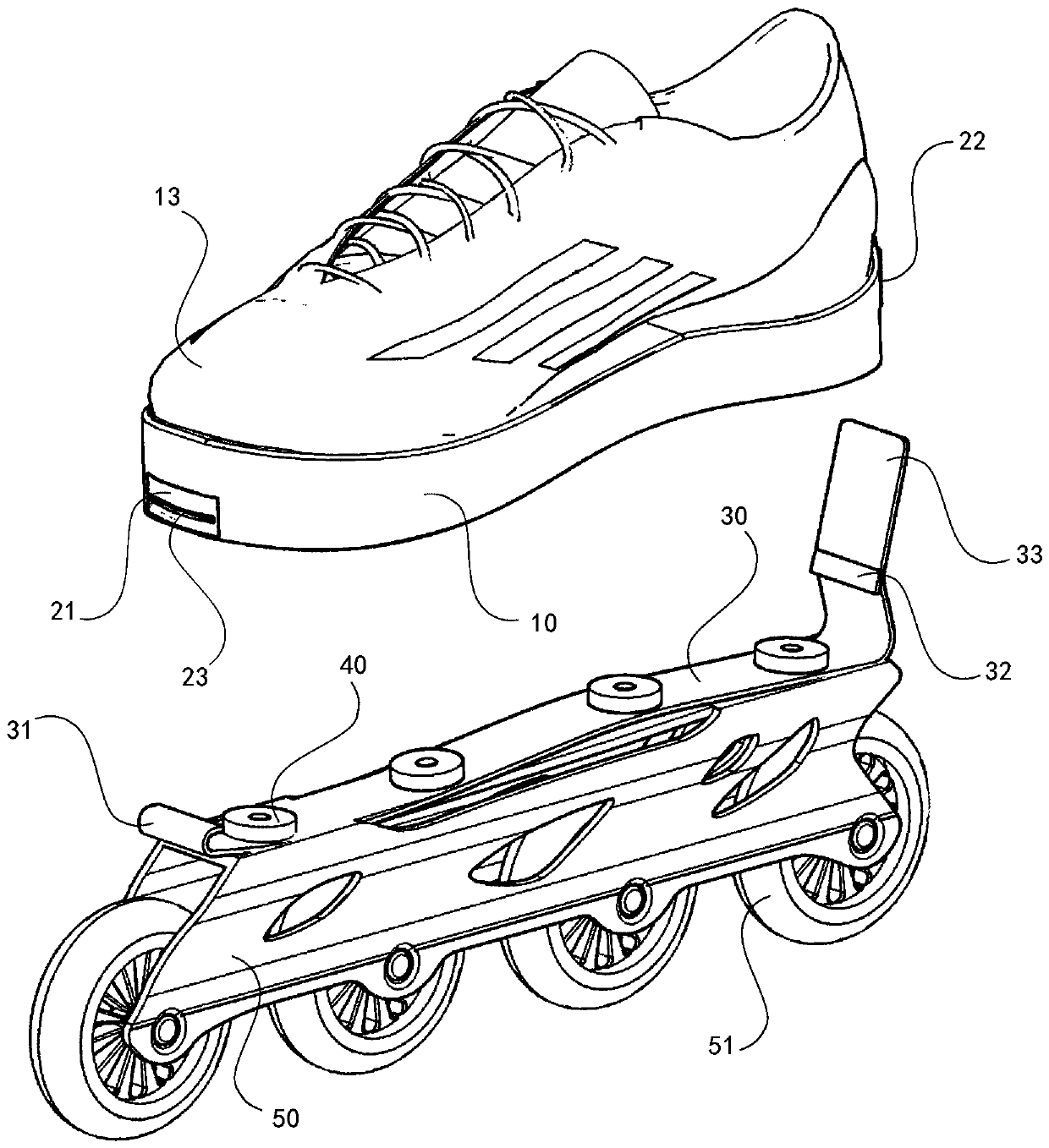 Roller skates and roller skate seat structure capable of convenient separation and combination and using method thereof