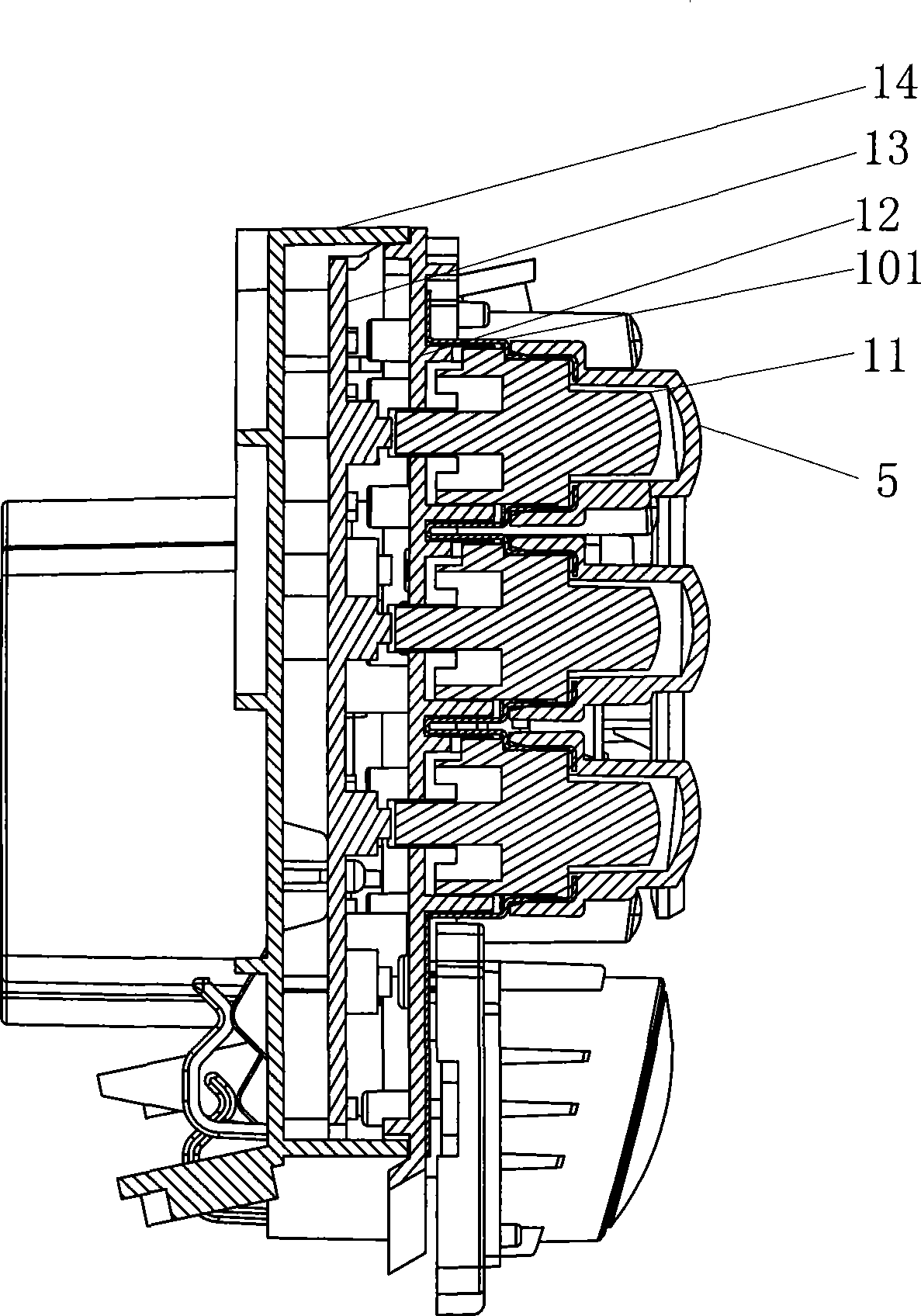 Key water-proof structure of washing machine