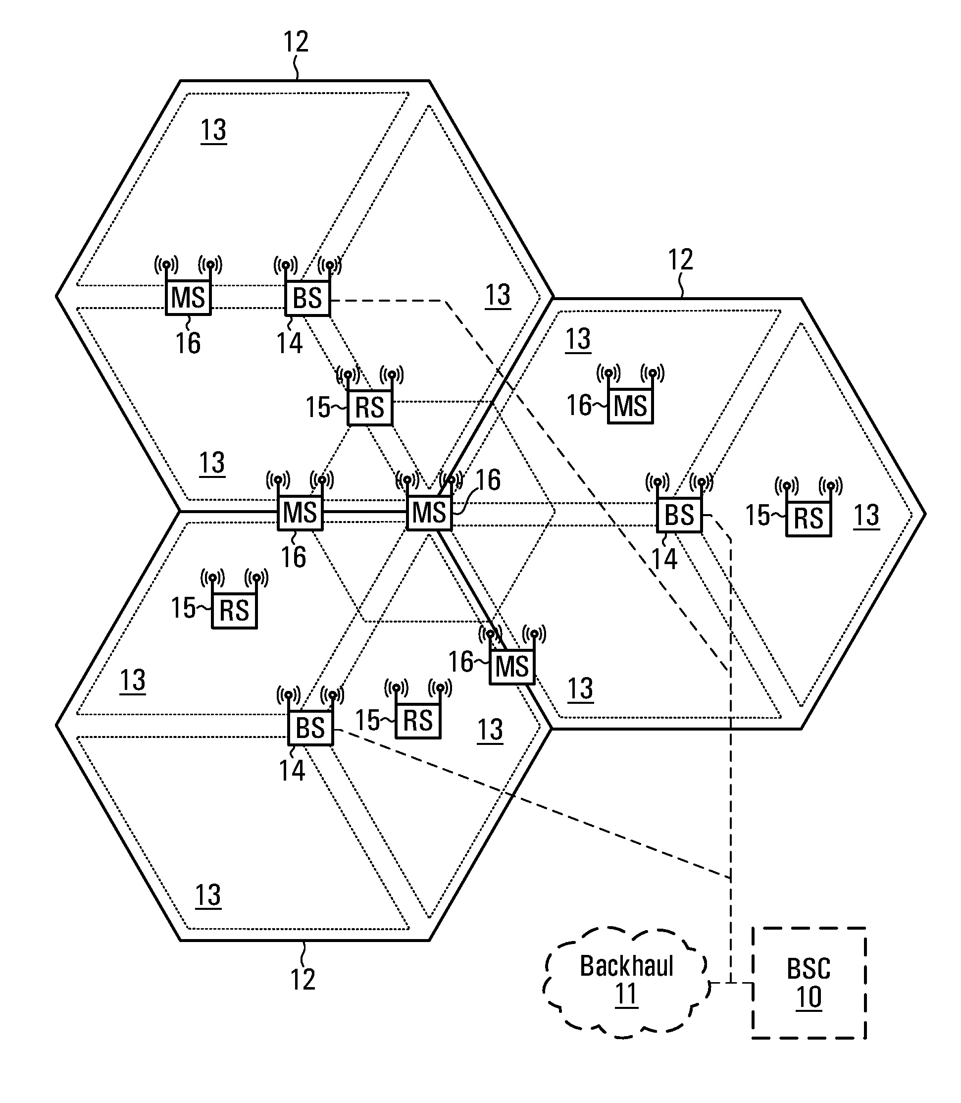 Optimizing downlink communications between a base station and a remote terminal by power sharing