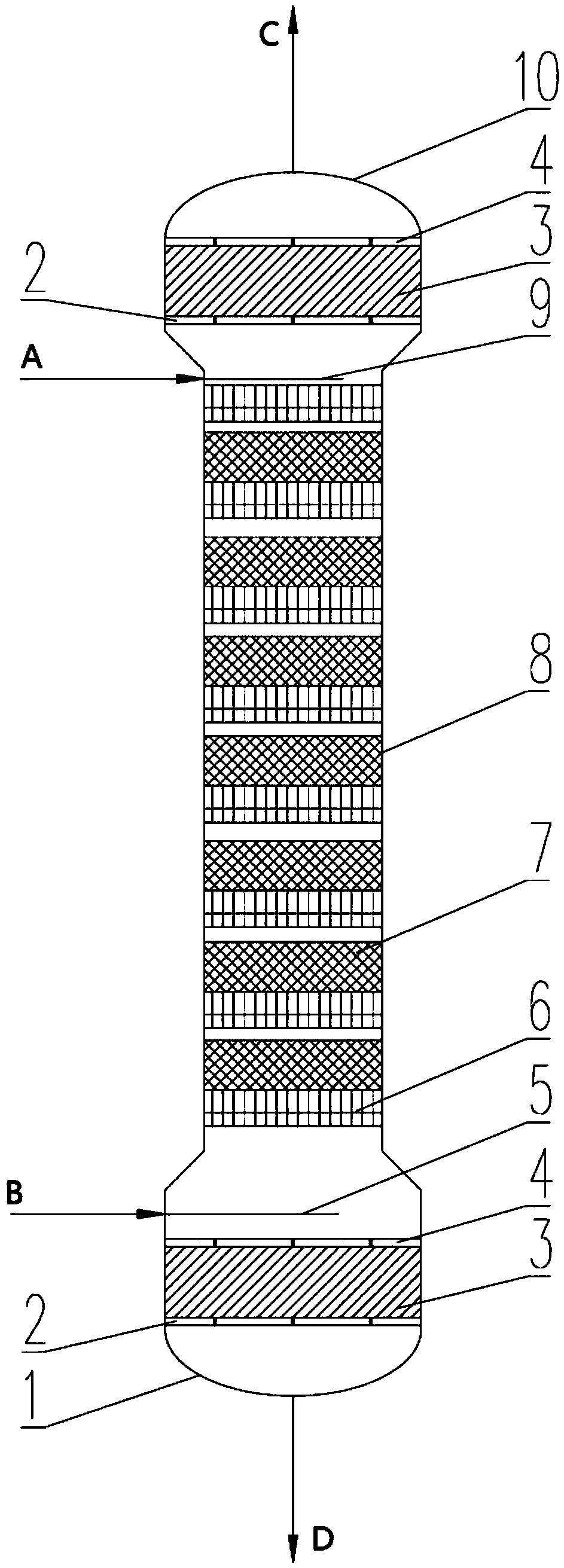 Extracting tower for liquid-liquid heterogeneous separation