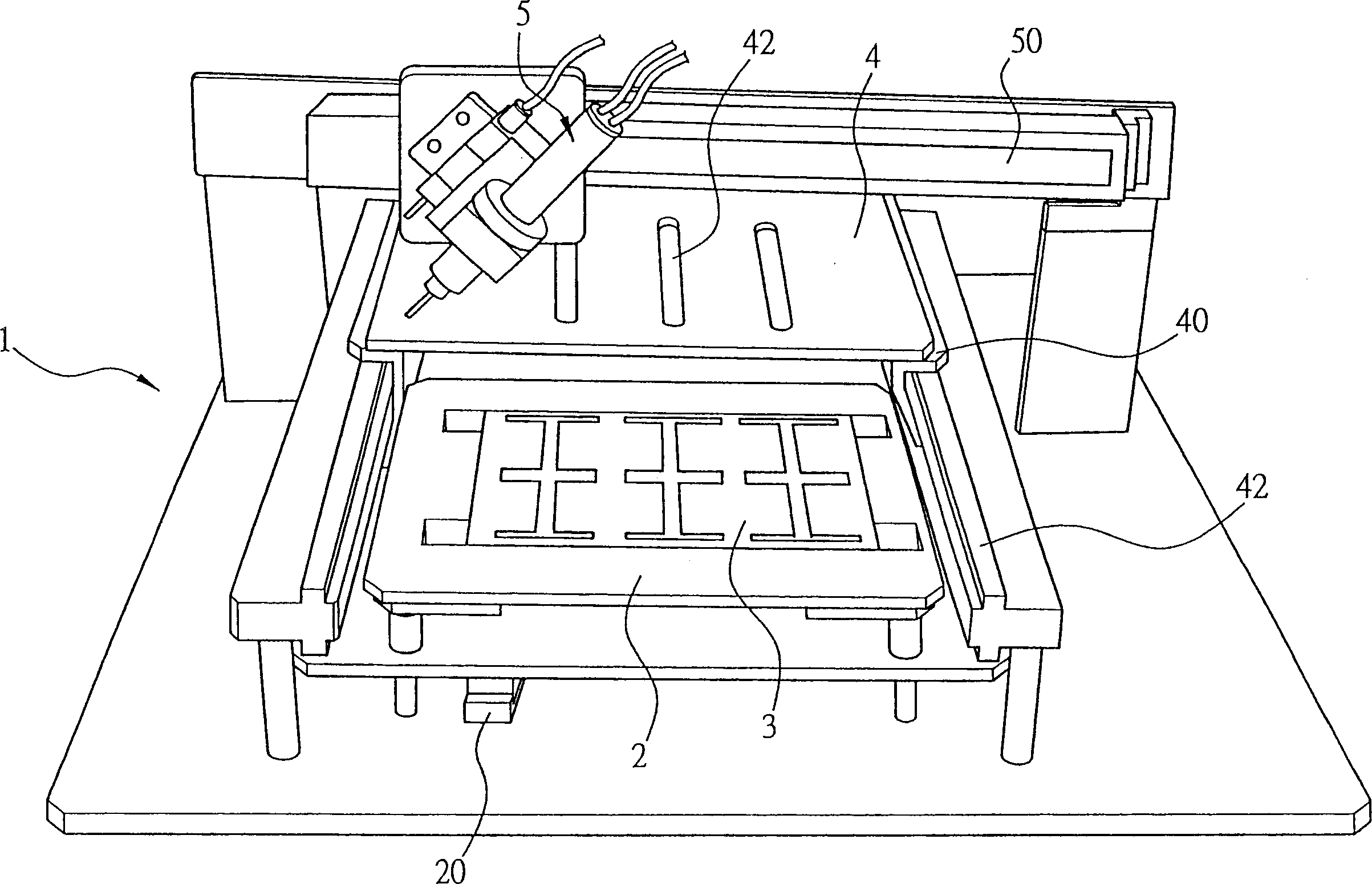 Mechanism for producing end edge guide angle of golden finger on circuit board