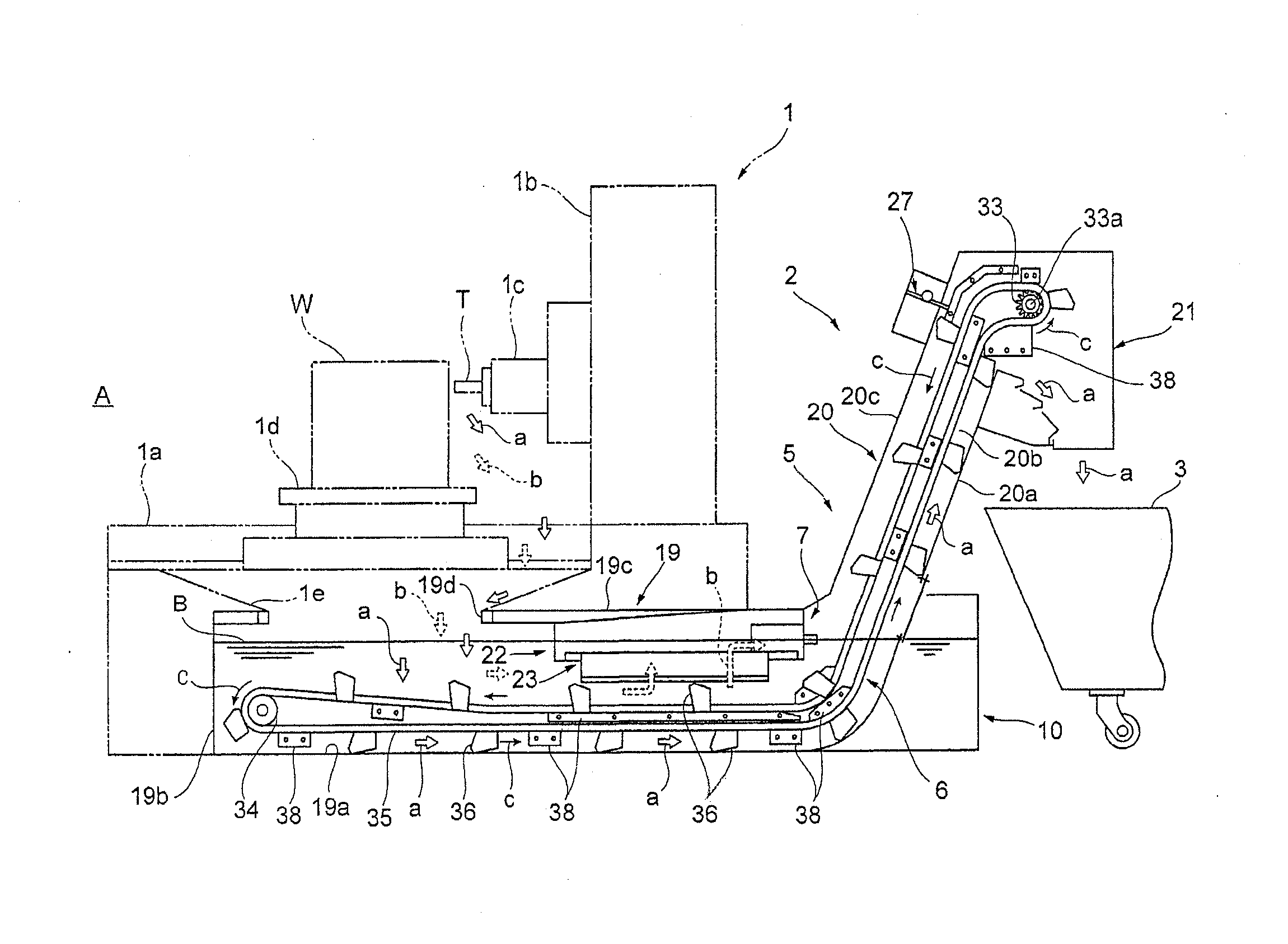 Chip disposal device of machine tool