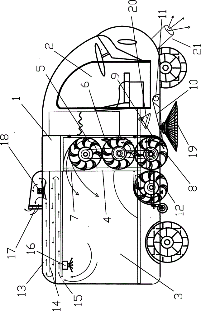 Double-rolling-brush simultaneously-sweeping type street cleaning trolley