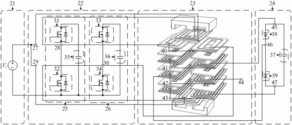 Boost resonant converter passive element integration device