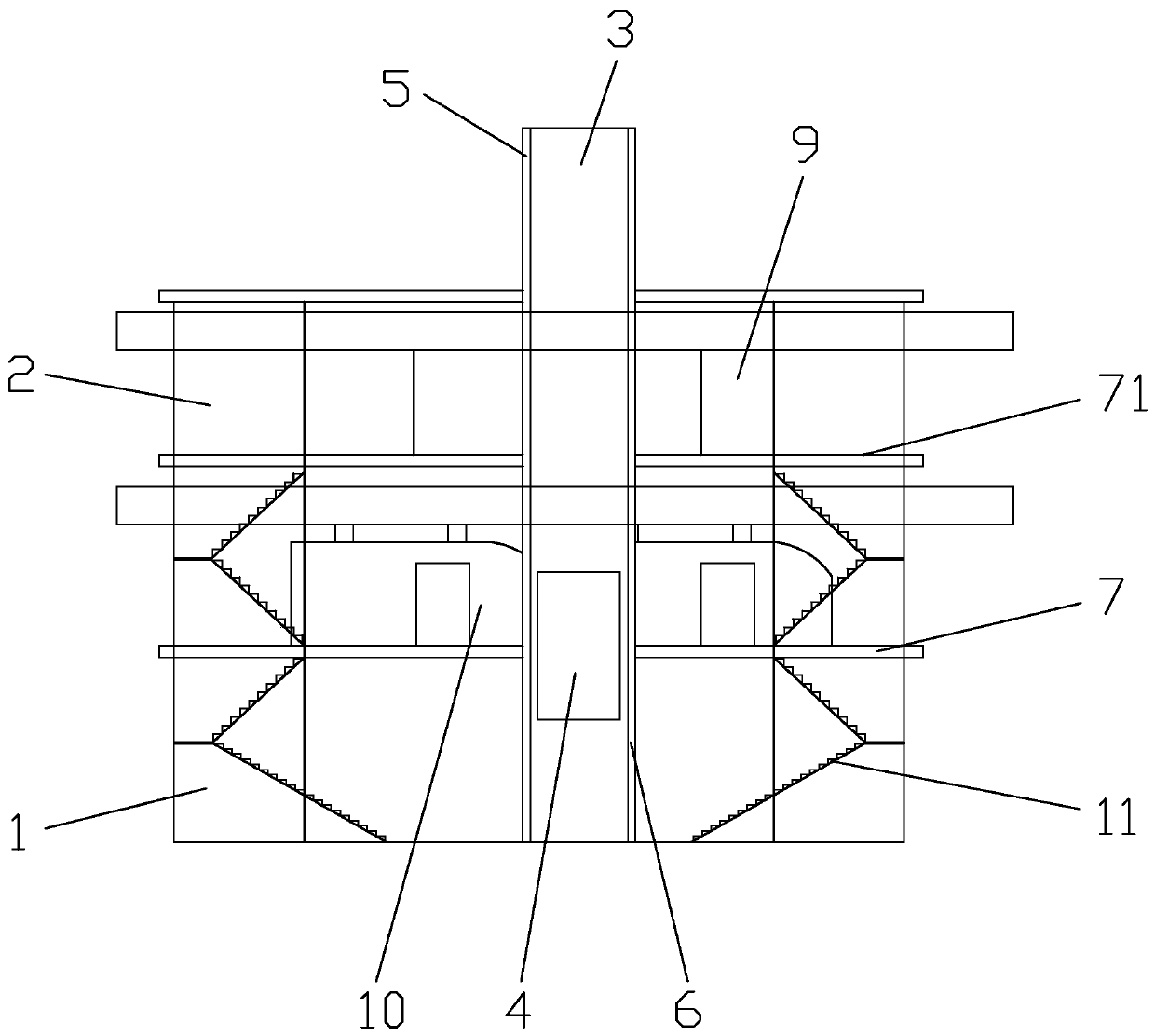 An aerial rail tram station system