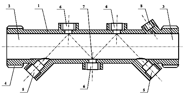 Flow measuring pipe segment for small-caliber ultrasonic heat meter