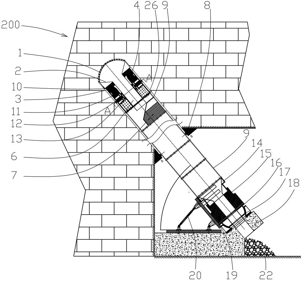 Inclined shaft tunnel full-section mechanical tunneling device and construction method