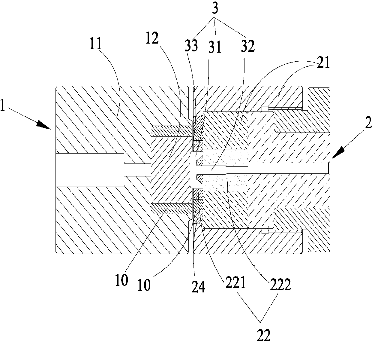 Die structure for hot upset forging of stainless steel bolt