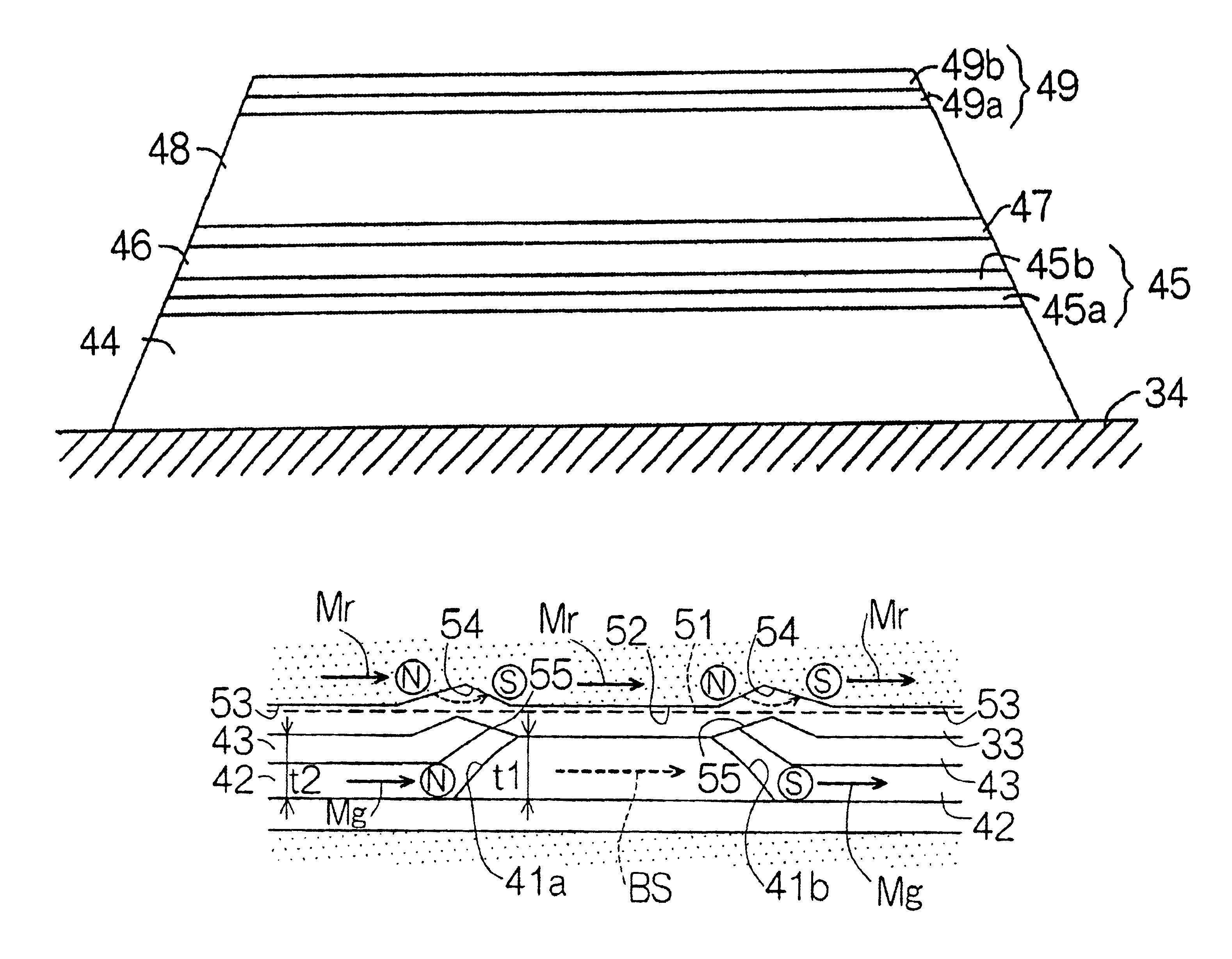 Magnetoresistive transducer having stronger longitudinal bias field