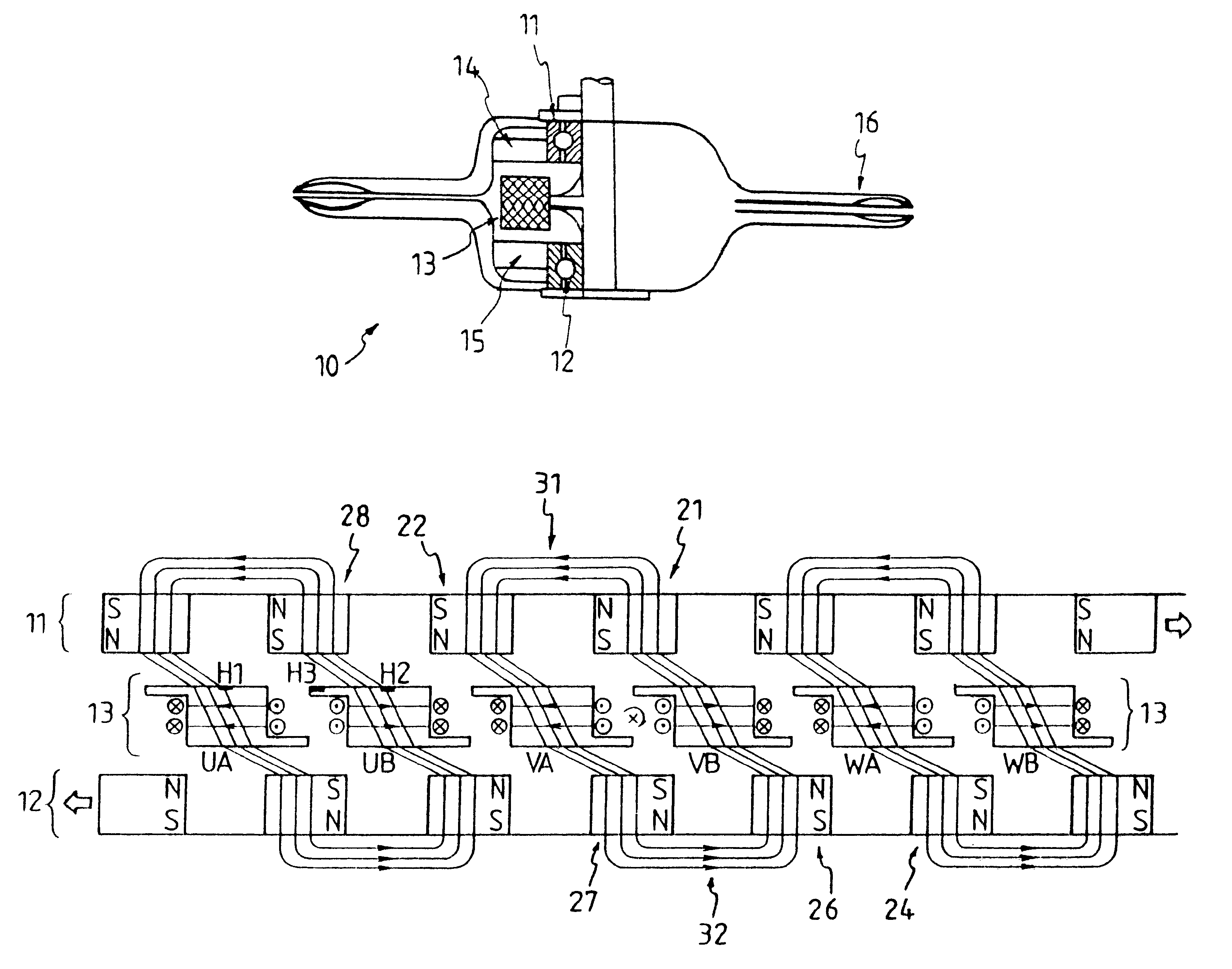 Multiple layer double rotor single stator skew symmetry permanent magnet rotating motor