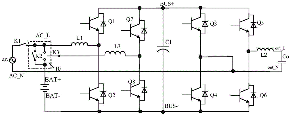 A three-bridge-arm topology circuit, its control method, and an uninterruptible power supply system