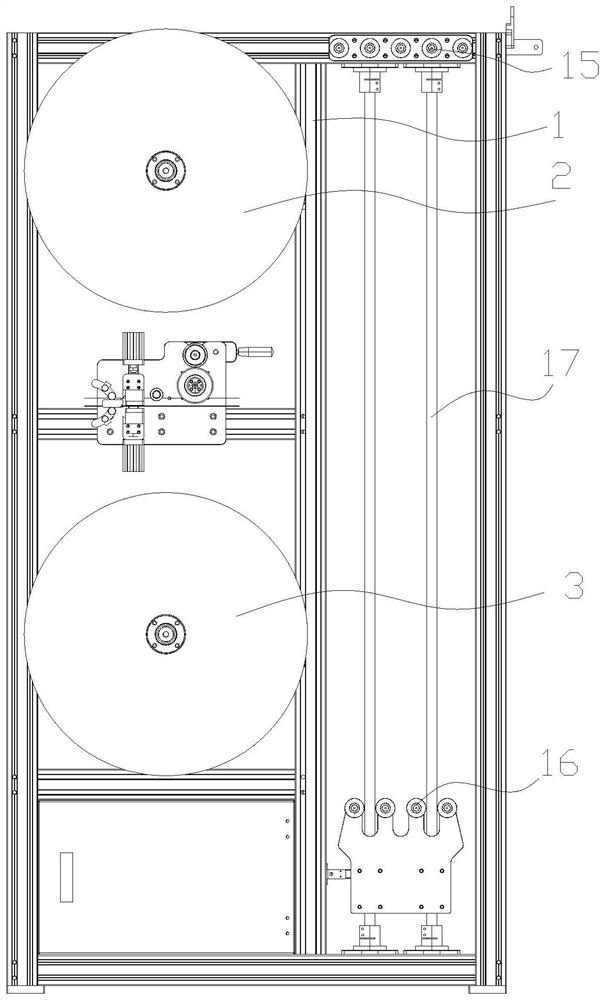 Paper feeding frame for automatic paper disc changing and receiving device for paper straw production