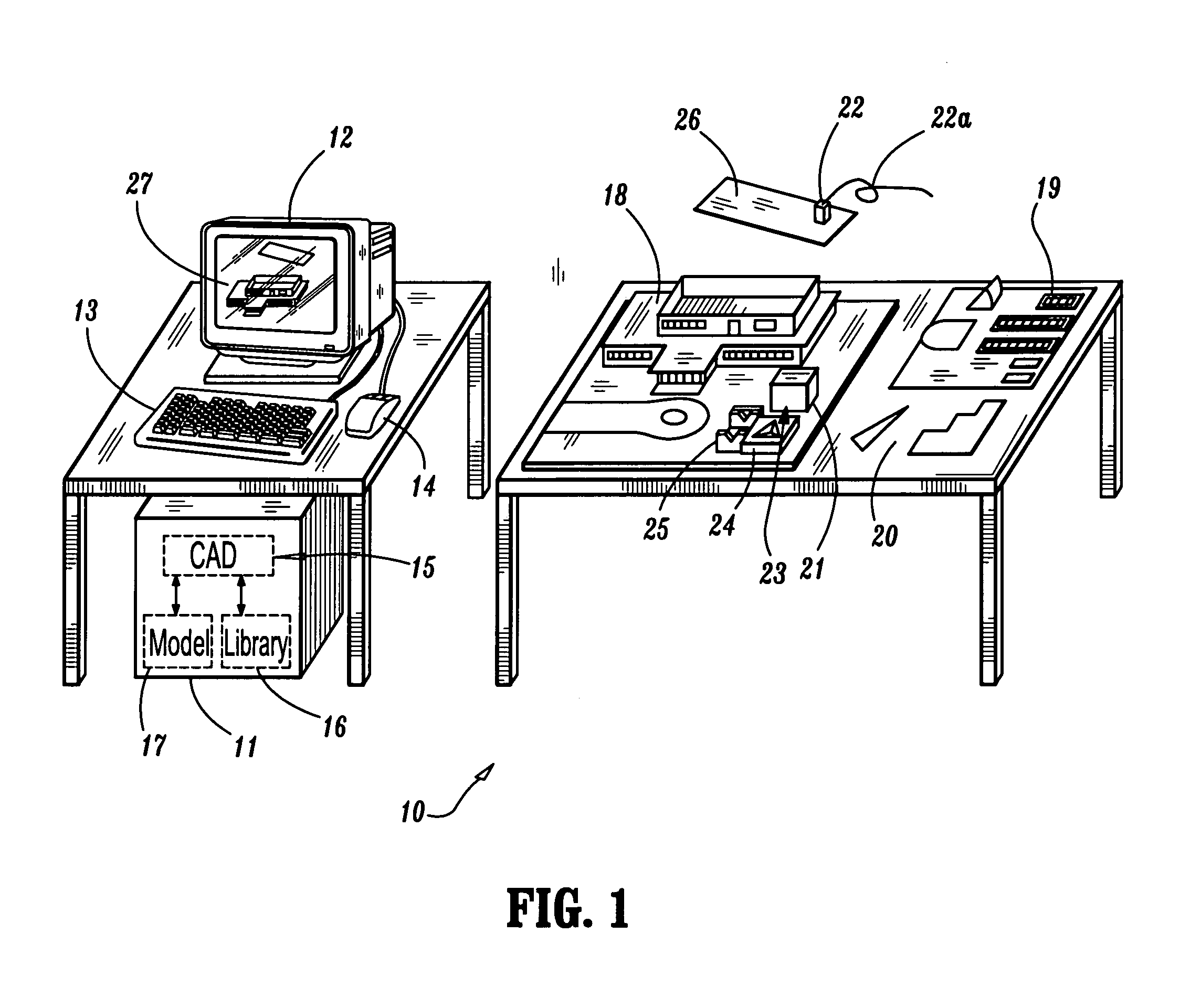 System and method for simultaneous construction of physical and CAD models