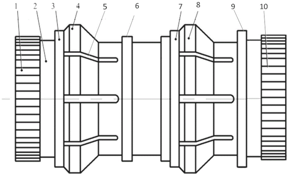 Electromagnetic expanding sleeve centering device and using method