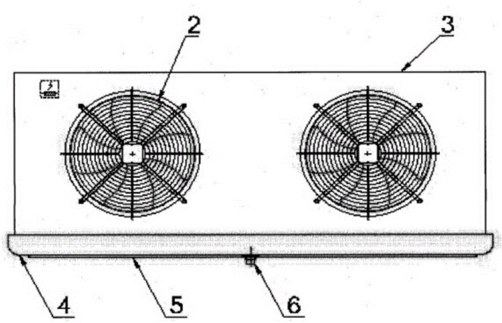 Ship fan evaporator using hot air to melt frost