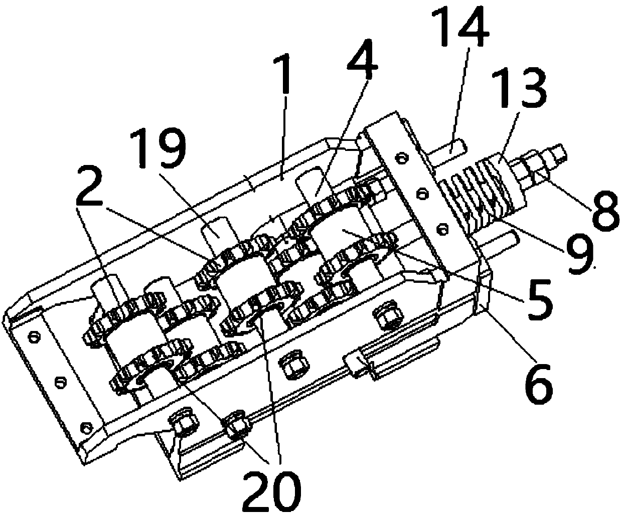 Chain tightness adjusting device of accumulation type feeder