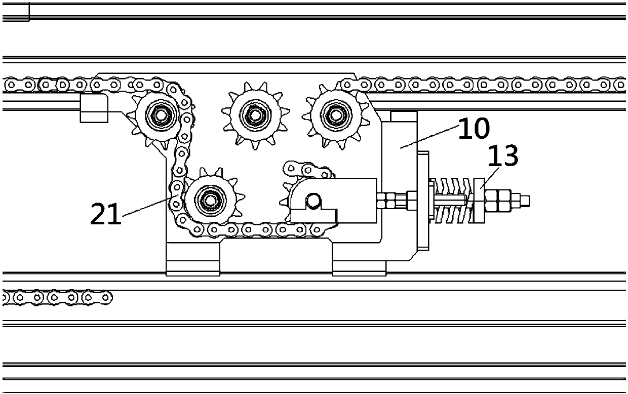 Chain tightness adjusting device of accumulation type feeder