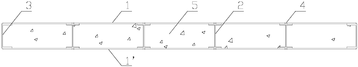 Fabricated shear wall structure in combination of steel plates and section steel