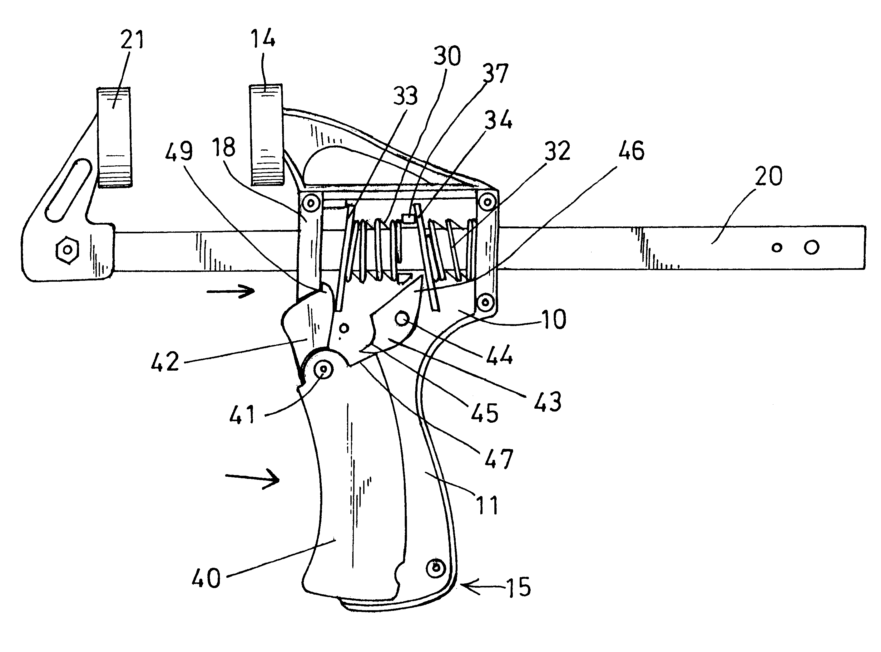 Clamping device having indirect driving mechanism