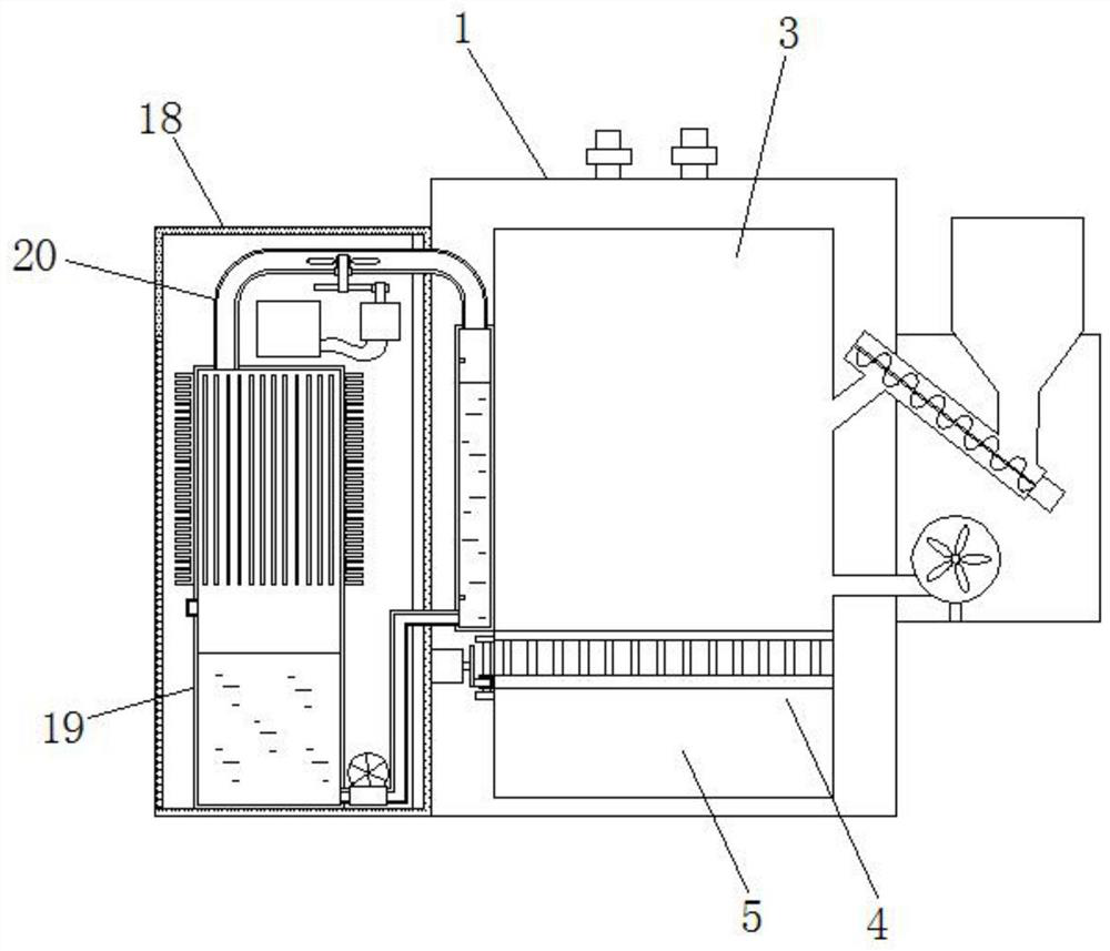 High-combustion-efficiency biomass combustion boiler with energy recovery link