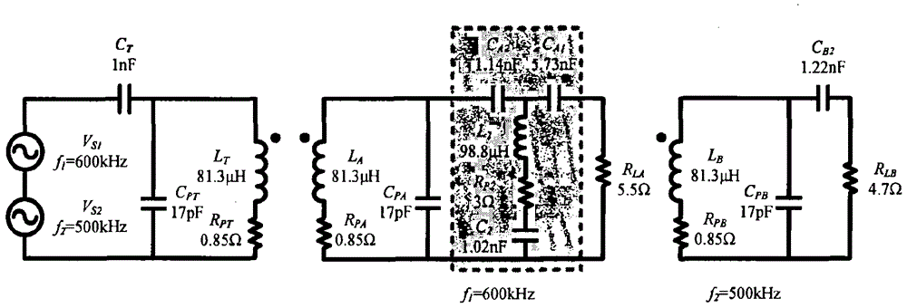 Auxiliary circuits for selection and enhancement of multi-frequency wireless power transfer to multiple loads