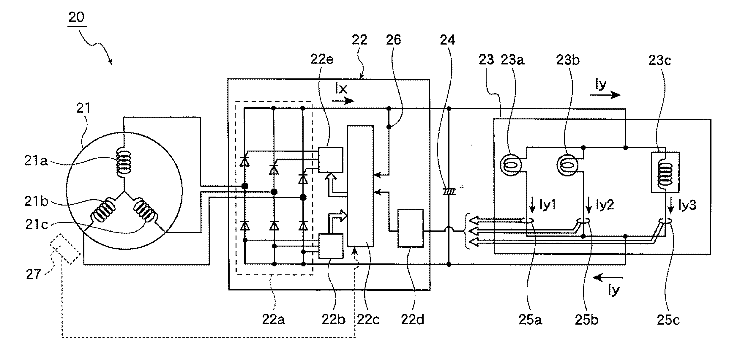 Battery-less power generation control system and straddle type vehicle having the same