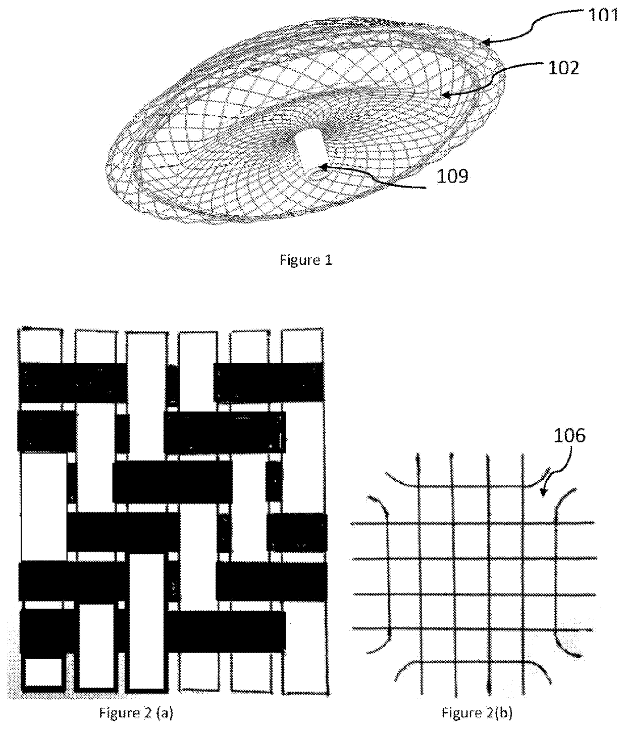 Implantable atrial septal defect occlusion device with woven central section on left atrial flange