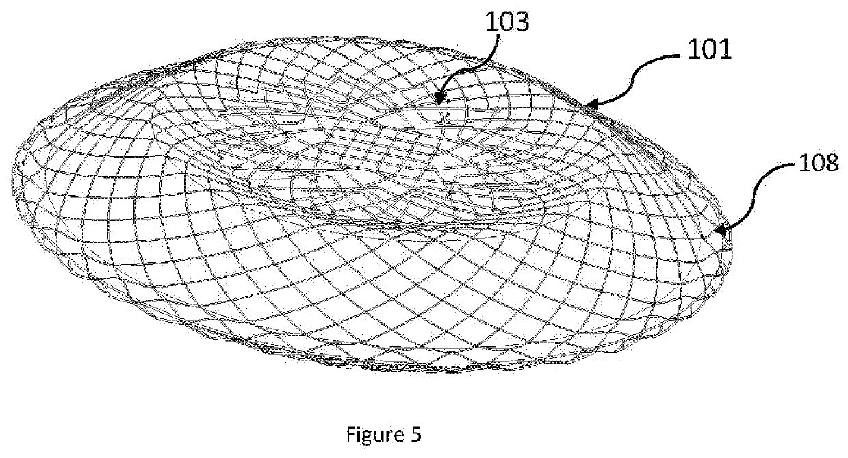 Implantable atrial septal defect occlusion device with woven central section on left atrial flange