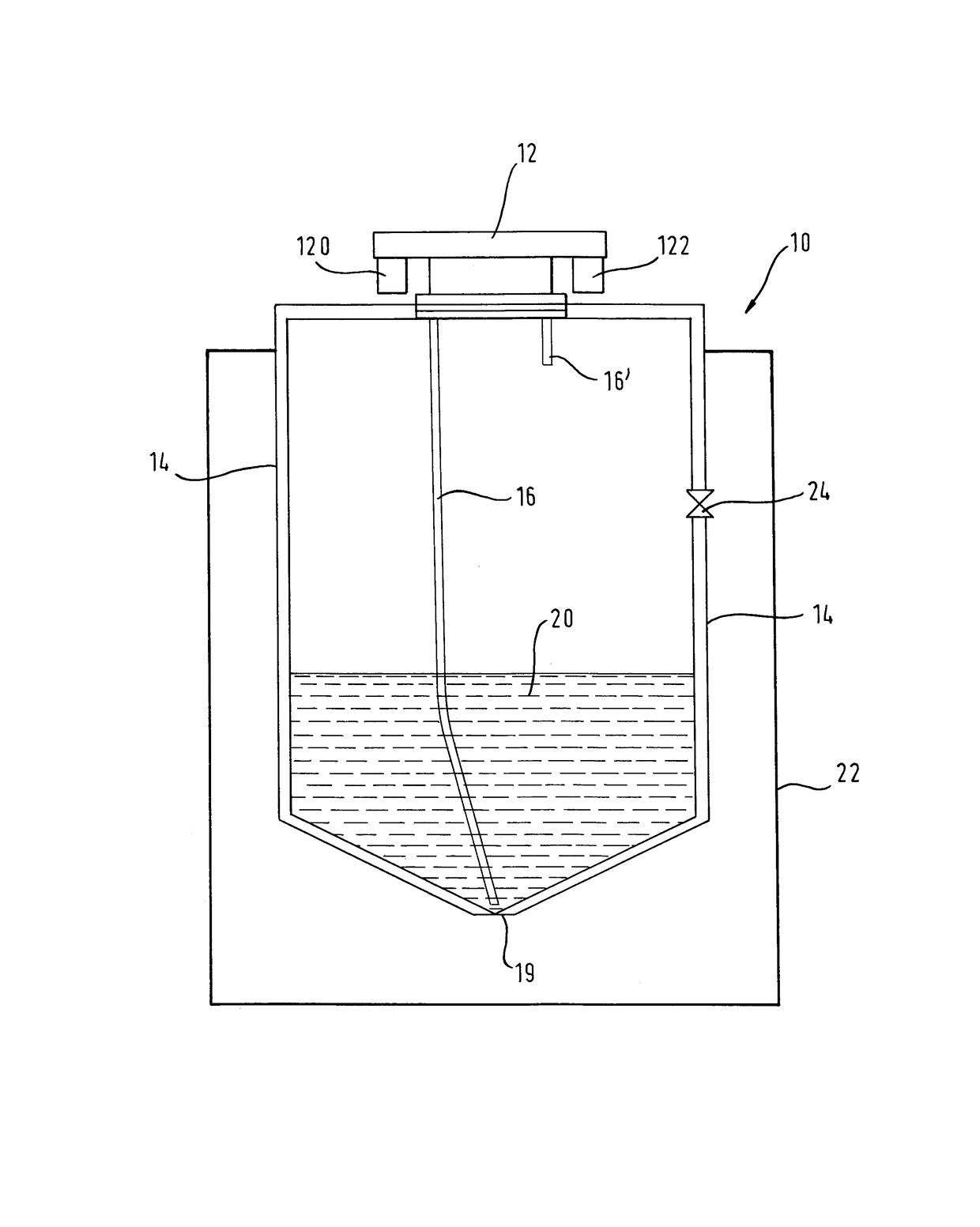 Concentrate container having supporting elements