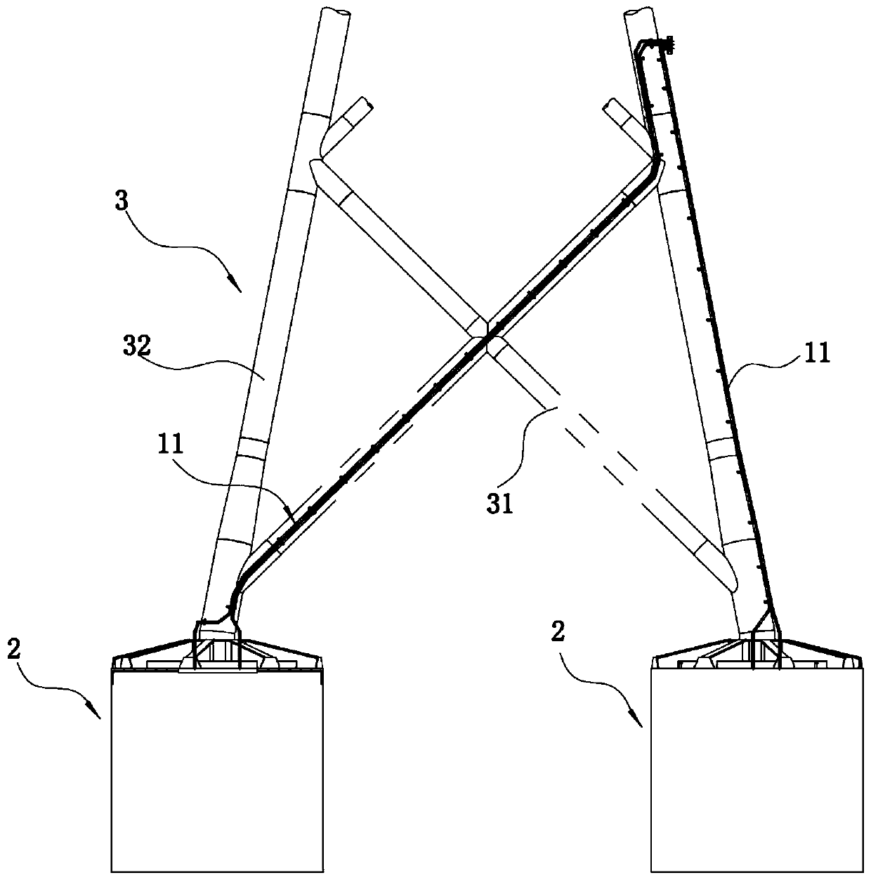 Offshore wind turbine foundation and grouting construction method thereof