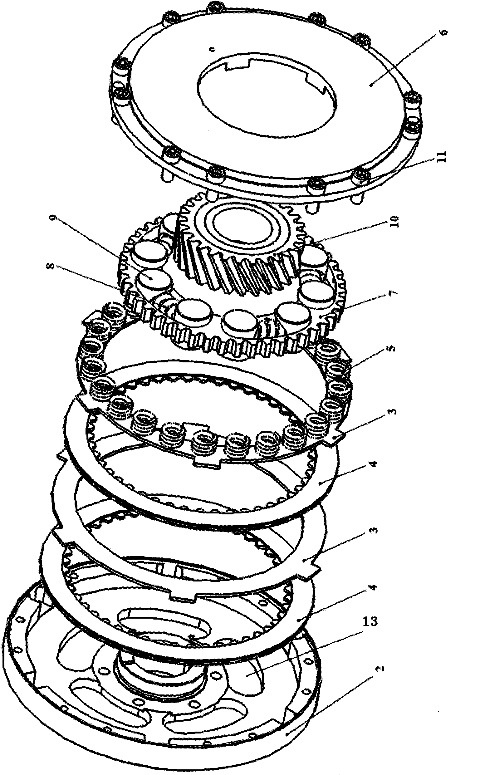 Aviation piston type engine driving torsional damper