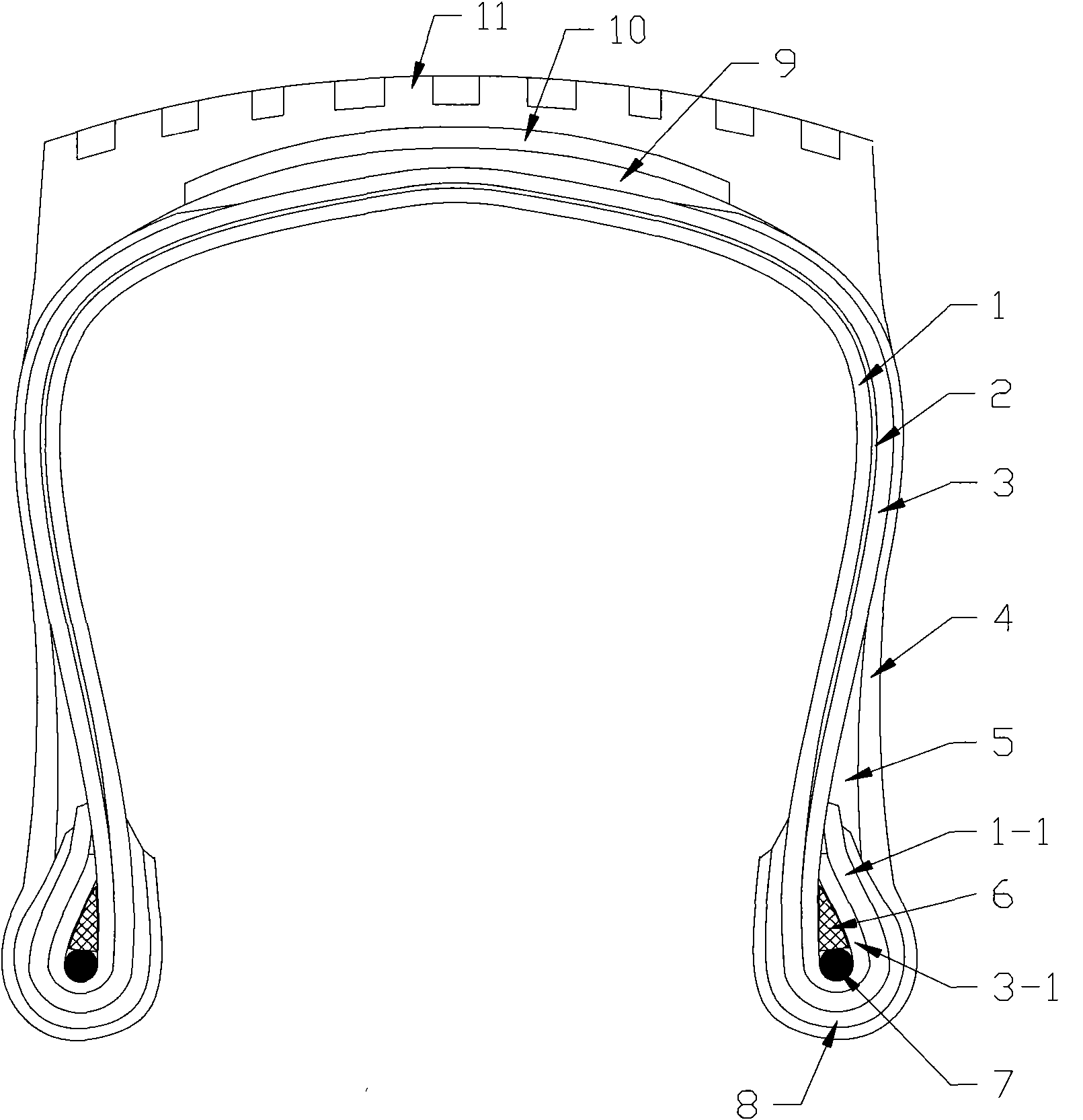 Tire with high-strength belt and process thereof