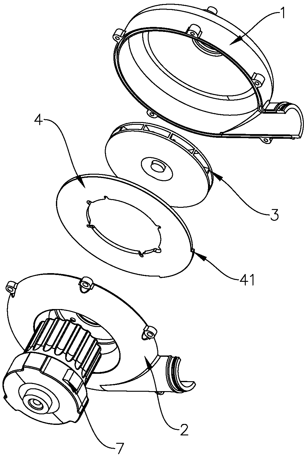 Blowing device for ventilator