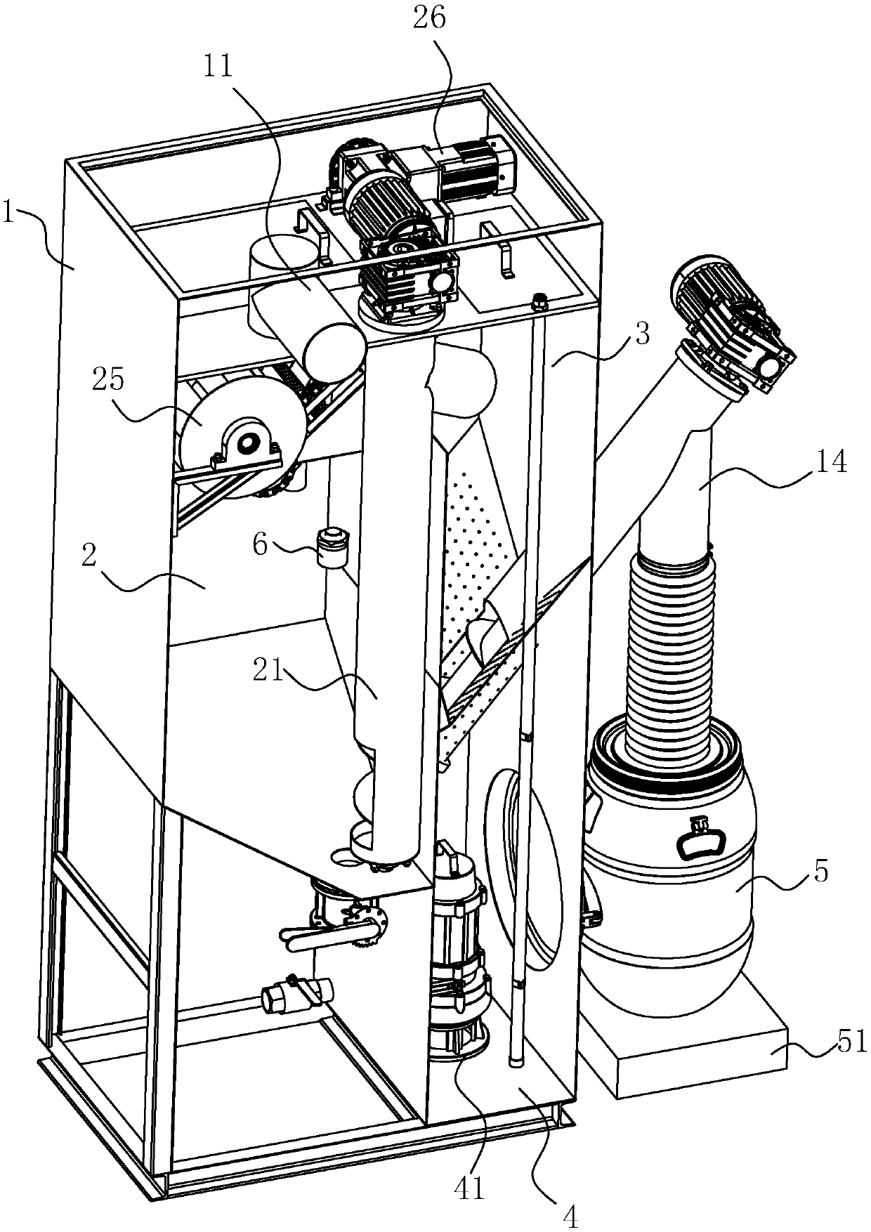 Solid-liquid separation device for catering kitchen sewage