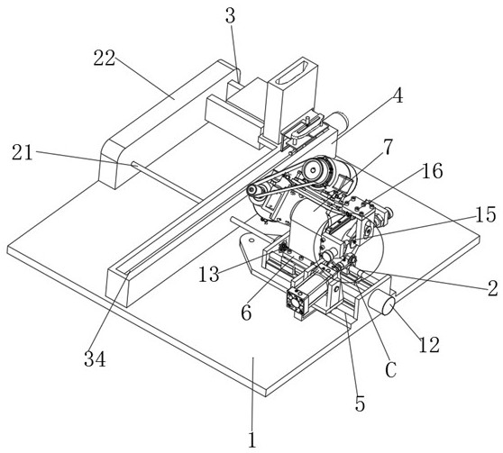 Grinding and polishing device for fan blades and working method of grinding and polishing device