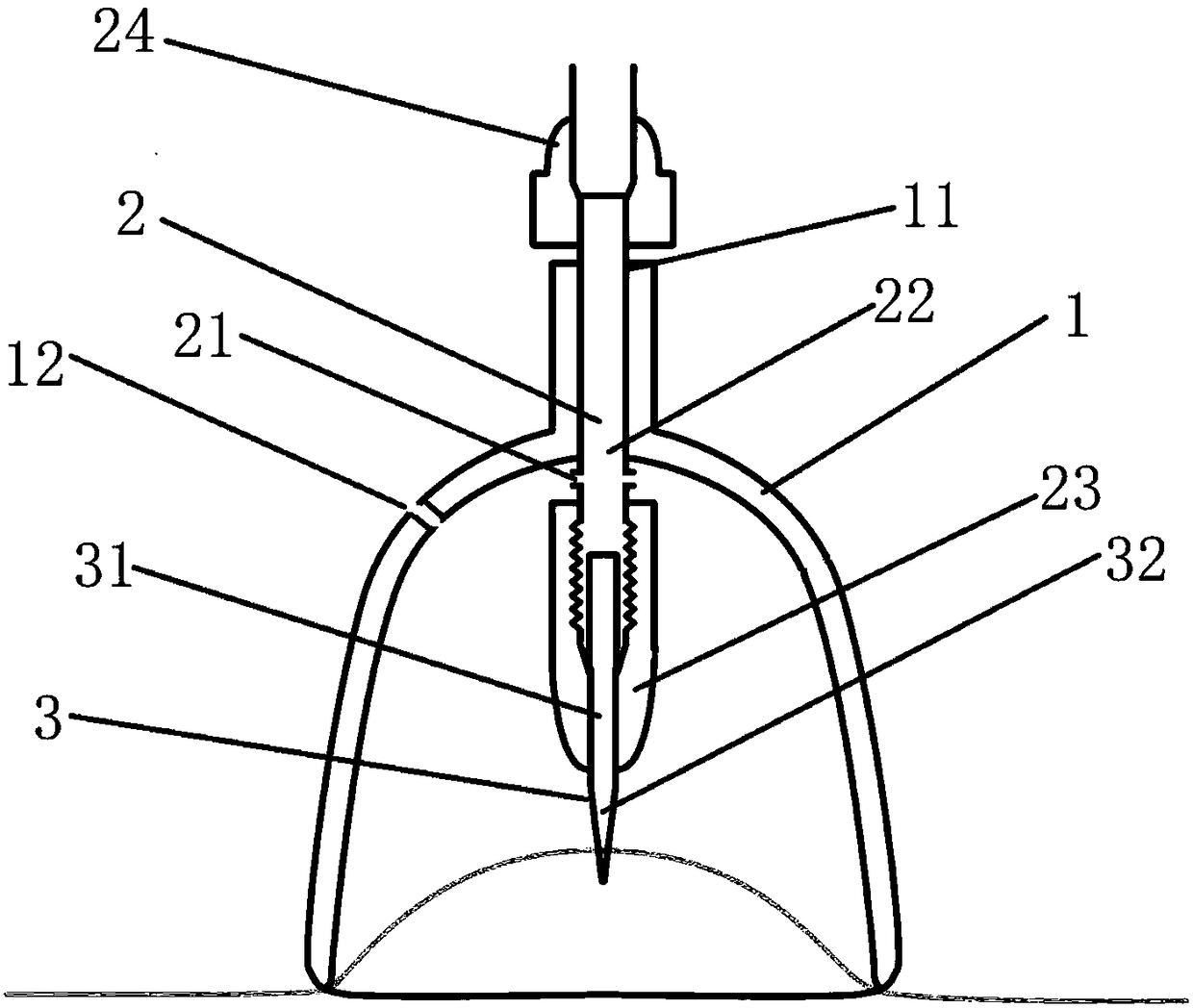 Negative-pressure cup and needle combined device